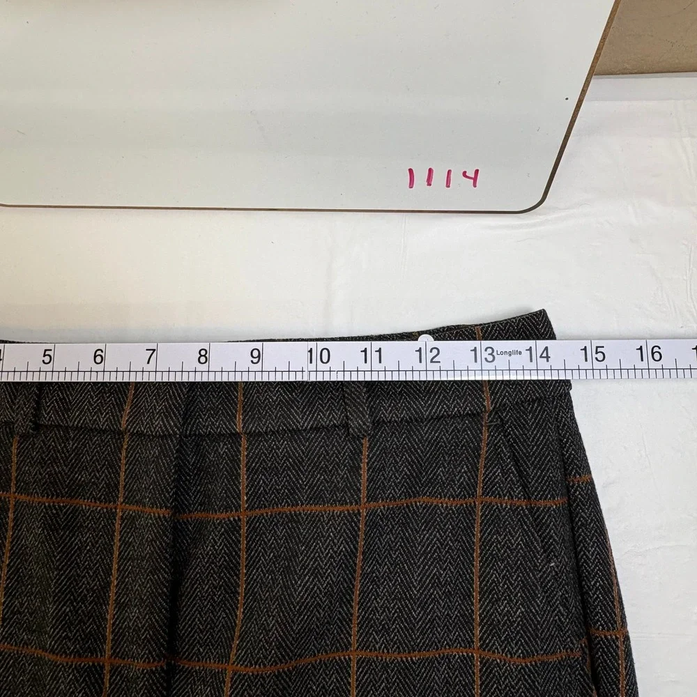 White House Black Market Elle Slim Herringbone Windowpane Pants Gray Rust 2 - Picture 9 of 12